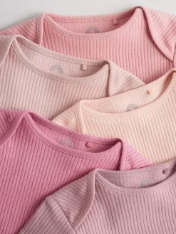 Next Pink 5 Pack Long Sleeve Baby Bodysuits^ Bodysuits & Vests|Vests