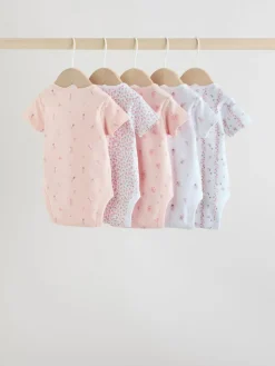 Next Pink 5 Pack Short Sleeve Baby Bodysuit^ Bodysuits & Vests|Vests