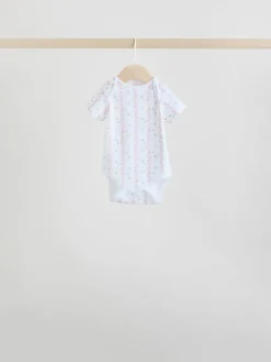 Online Next Pink 7 Pack Short Sleeve Baby Bodysuit