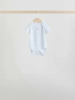 Online Next Pink 7 Pack Short Sleeve Baby Bodysuit