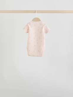 Online Next Pink 7 Pack Short Sleeve Baby Bodysuit