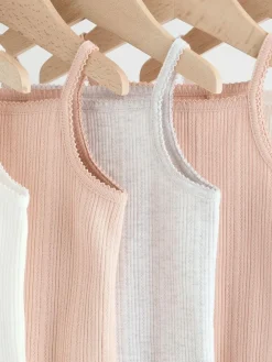 Online Next 5 Pack Vest Pointelle Baby Bodysuits Pink