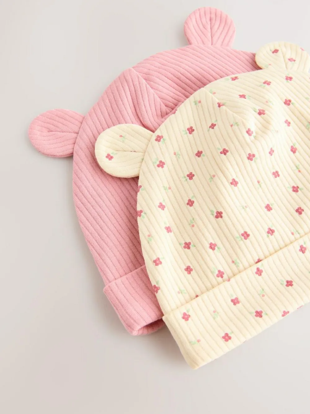 Outlet Next Pink 4 Piece Baby Beanies And Dibble Bibs Set (0-18mths)