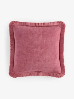 Next Pink 50 x 50cm Chunky Fringe Velvet Chenille Cushion