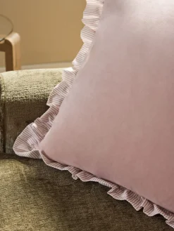 Discount Next 43 x 43cm Ruffle Trim Velvet Cushion Pink