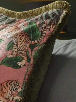 Next Pink 50 x 50cm Tiger Print Velvet Cushion^ Cushions & Throws