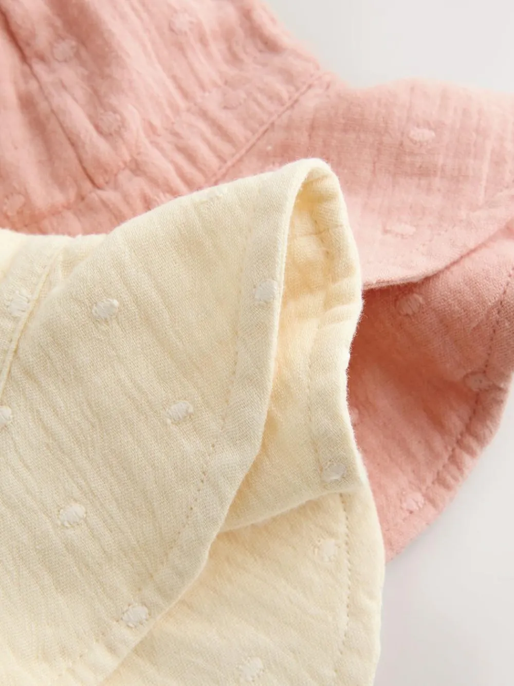 Next Pink and Beige Woven Baby Bucket Hats 2 Pack (0mths-2yrs)^ Hats