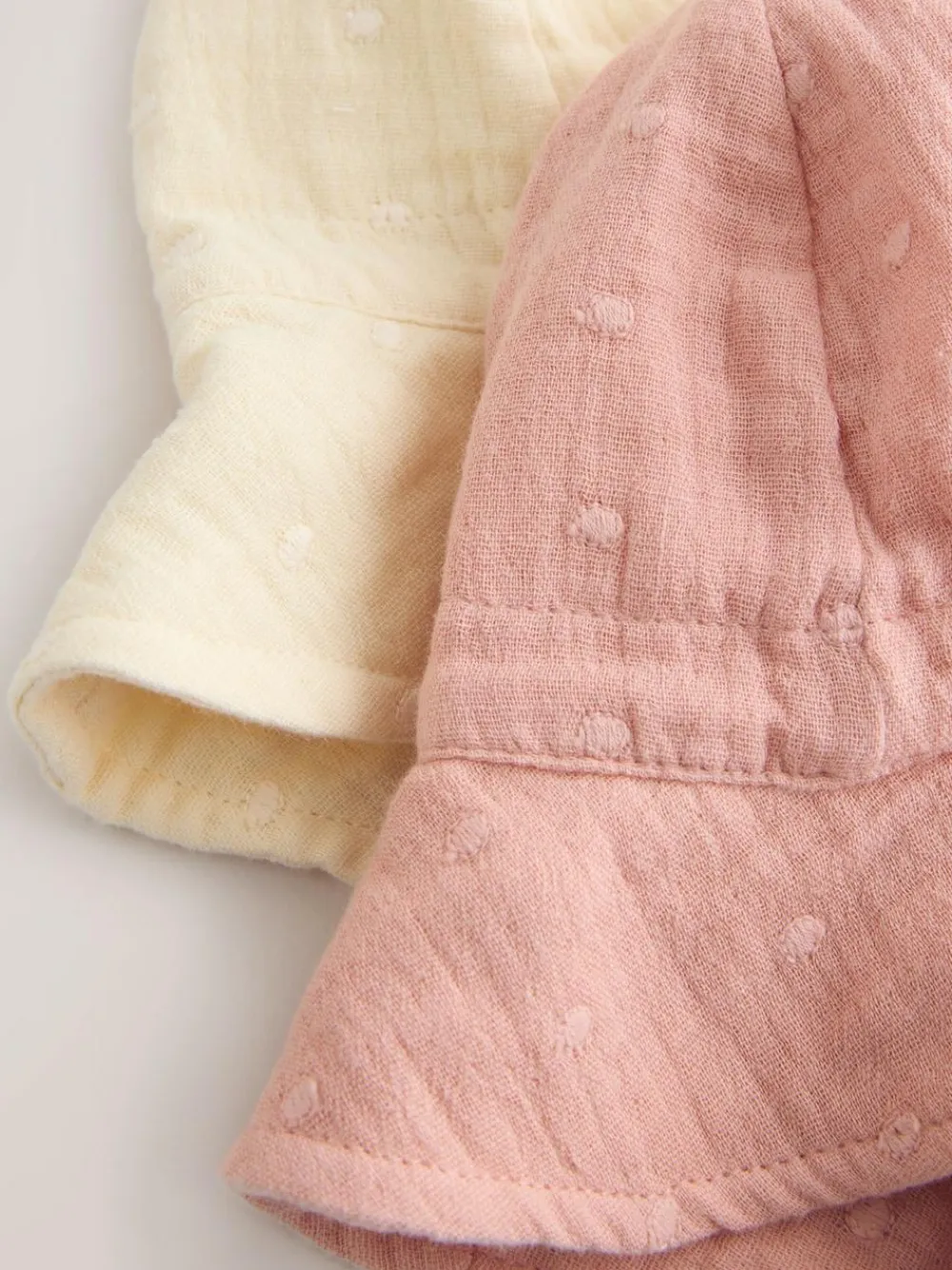 Next Pink and Beige Woven Baby Bucket Hats 2 Pack (0mths-2yrs)^ Hats