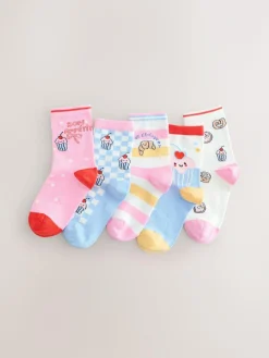 Next PInk and Blue Cotton Rich Bakery Ankle Socks 5 Pack^ Tights|Socks & Tights