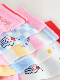Next PInk and Blue Cotton Rich Bakery Ankle Socks 5 Pack^ Tights|Socks & Tights