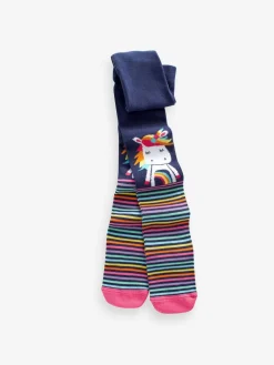 Next Pink and Navy 3 Pack Cotton Rich Unicorn Tights^ Baby Girls|Socks & Tights