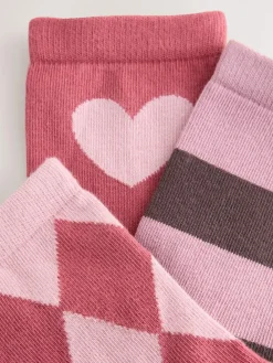 Next Pink and Red Cotton Rich Ankle Socks 3 Pack^ Socks & Tights|Socks & Tights