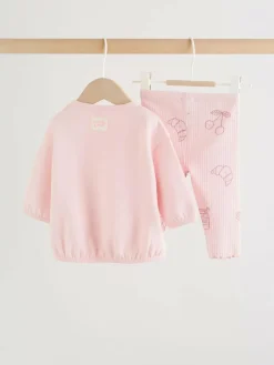 New Next Baby Sweatshirt and Leggings 2 Piece Set (0mths-2yrs) Pink