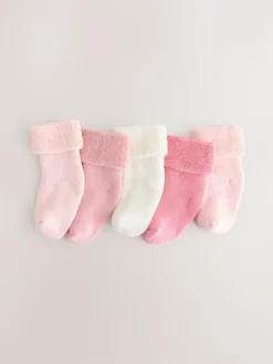 Next Pink Baby Towel Socks 5 Pack (0mths-2yrs)^ Socks & Tights|Cosy Club