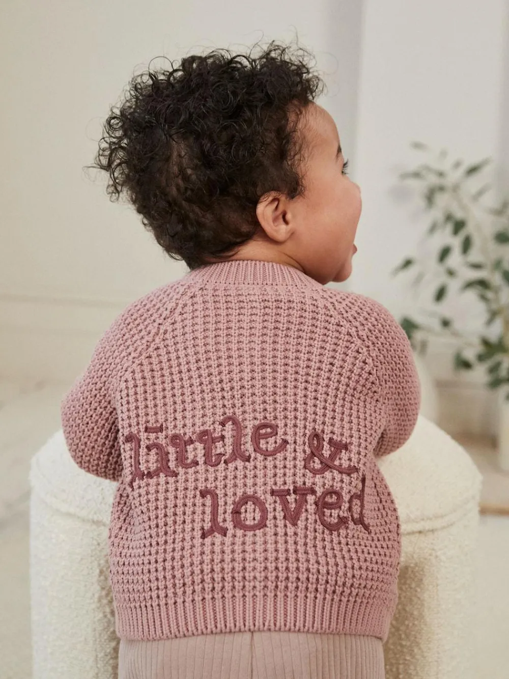 Next Pink Back Slogan Embroidered Baby Knitted Cardigan (0mths-2yrs)^ Baby Winter Clothing|Cosy Club