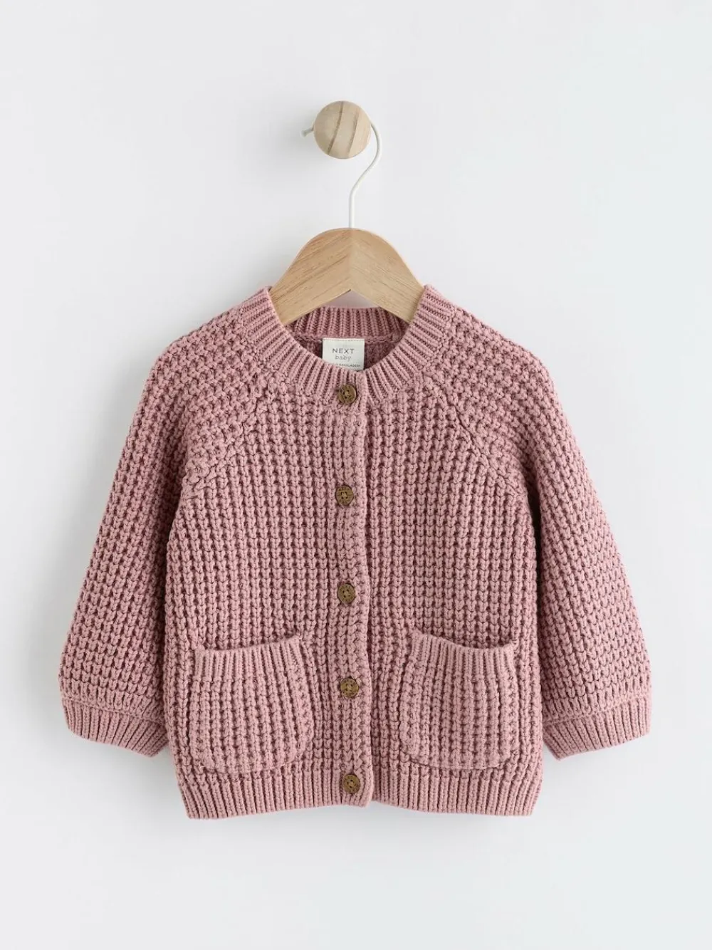 Next Pink Back Slogan Embroidered Baby Knitted Cardigan (0mths-2yrs)^ Baby Winter Clothing|Cosy Club