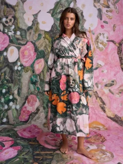 Next Pink Benjamin Macgregor Scene Print Satin Dressing Gown^Women Bathrobes