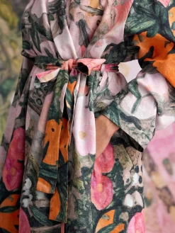 Next Pink Benjamin Macgregor Scene Print Satin Dressing Gown^Women Bathrobes