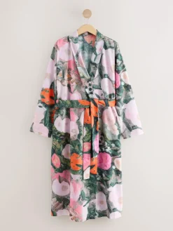Next Pink Benjamin Macgregor Scene Print Satin Dressing Gown^Women Bathrobes