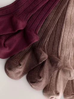 Next Regular Length Cotton Rich Cable Tights 3 Pack^ Baby Girls|Baby Girls