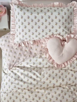 New Next Pink Block Floral Printed Polycotton Duvet Cover and Pillowcase Bedding