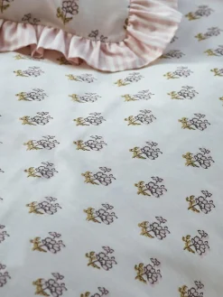 New Next Pink Block Floral Printed Polycotton Duvet Cover and Pillowcase Bedding