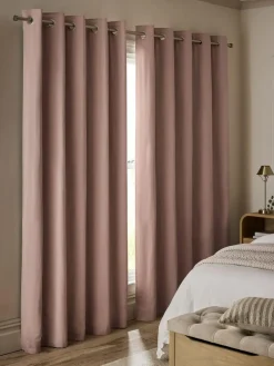 New Next Pink Blush Blackout/Thermal Cotton Eyelet Curtains
