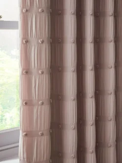 Best Next Bobble Pom Eyelet Blackout Curtains Pink