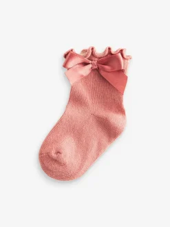 Outlet Next Bow Baby Socks 5 Pack (0mths-2yrs) Pink