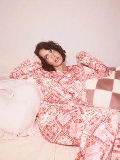 Next Pink Bows Satin Button Through Pyjamas^Women Nightwear|Pyjamas