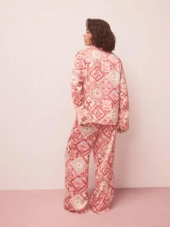 Next Pink Bows Satin Button Through Pyjamas^Women Nightwear|Pyjamas