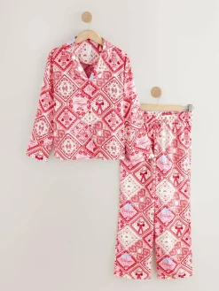 Next Pink Bows Satin Button Through Pyjamas^Women Nightwear|Pyjamas