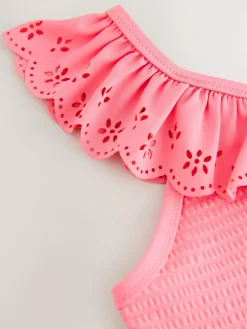 Next Pink Broderie Frill Swimsuit (3-16yrs)^ Swimwear