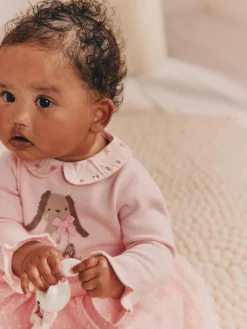 Discount Next Pink Bunny Baby Knitted Twofer Dress (0mths-2yrs)