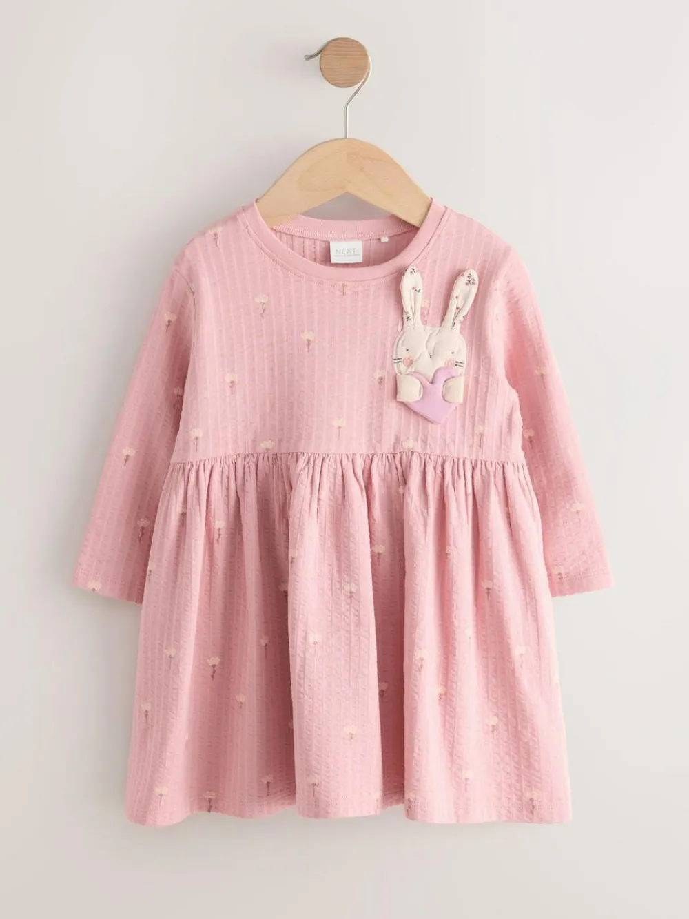 Next Pink Bunny Long Sleeve Embellished Dress (3mths-7yrs)