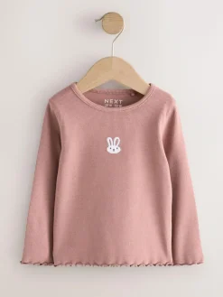Next Long sleeve Embroidered Ribbed Top (3mths-7yrs)^ Tops|Tops