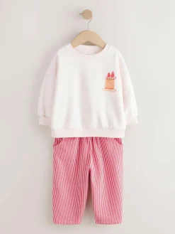 Next Pink Cake Sweatshirt and Barrel Leg Joggers Set (3mths-7yrs)^ Sweatshirts & Hoodies|Sweatshirts & Hoodies