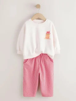 Next Pink Cake Sweatshirt and Barrel Leg Joggers Set (3mths-7yrs)^ Sweatshirts & Hoodies|Sweatshirts & Hoodies