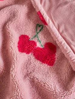 New Next Pink Cherries Borg Fleece Throw