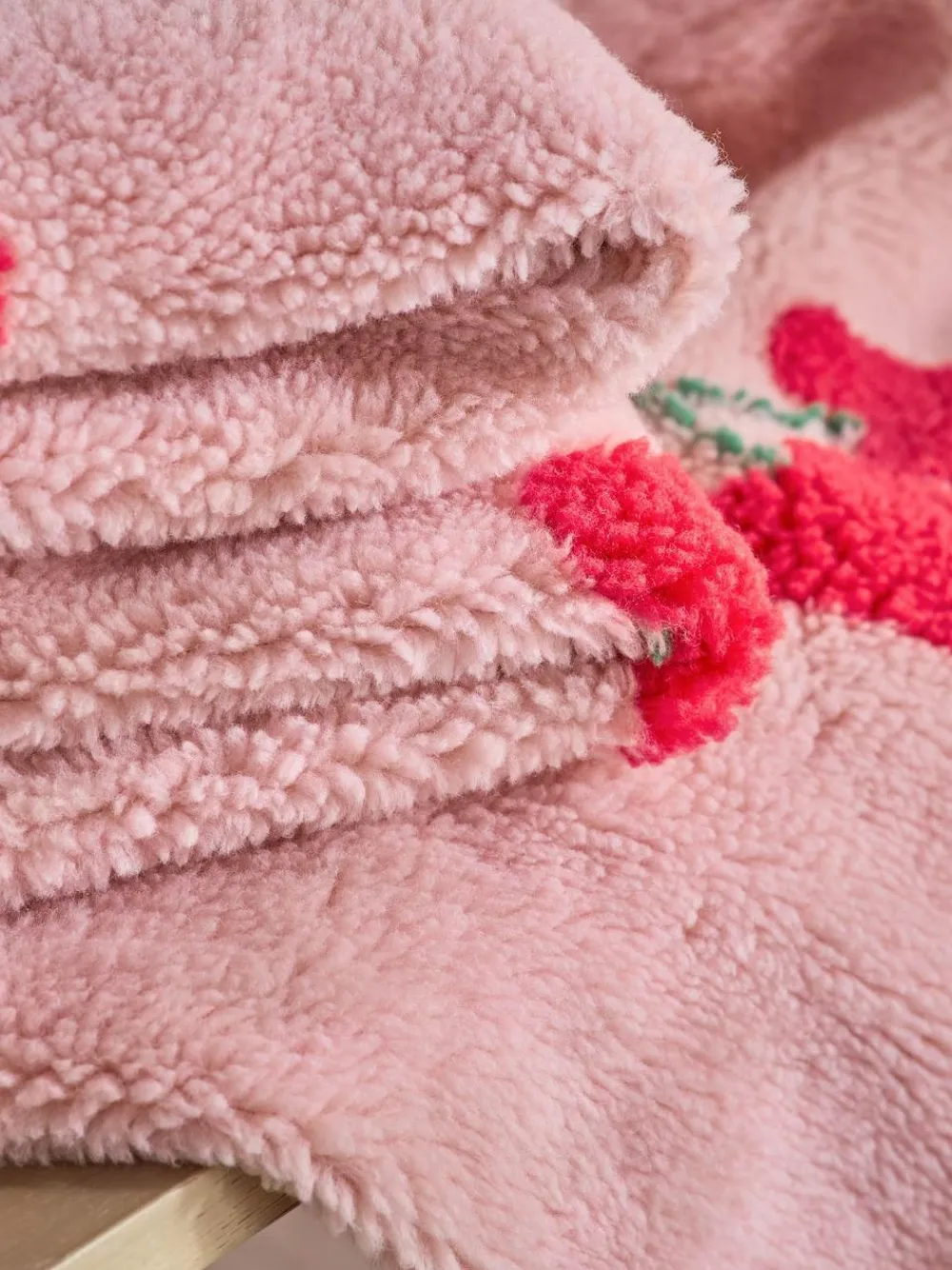 New Next Pink Cherries Borg Fleece Throw