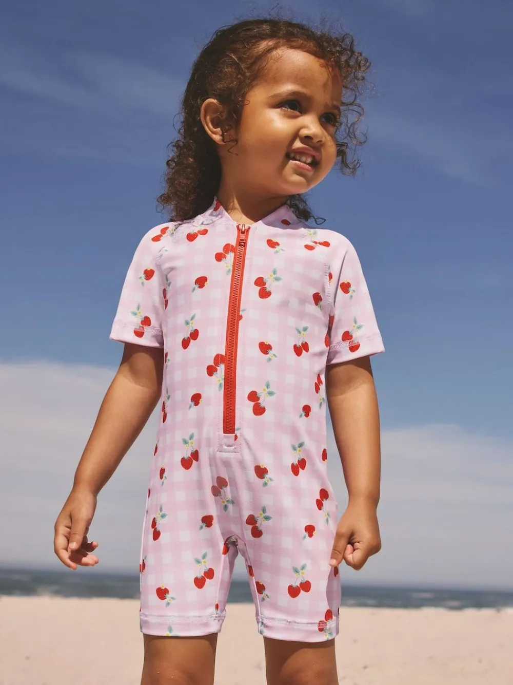 Best Next Pink Cherry Gingham Sunsafe Swimsuit (3mths-10yrs)