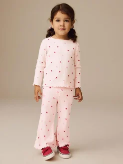 Best Next Pink Cherry Hearts Rib Flare Leggings (3mths-7yrs)
