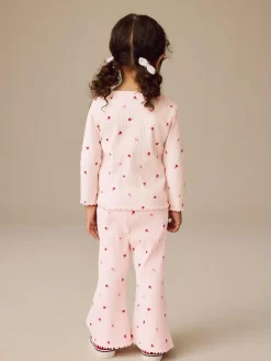 Best Next Pink Cherry Hearts Rib Flare Leggings (3mths-7yrs)