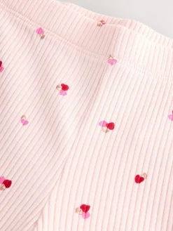 Best Next Pink Cherry Hearts Rib Flare Leggings (3mths-7yrs)