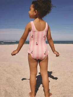 Best Next Frill Leg Swimsuit (3mths-7yrs) Pink Cherry Stripe