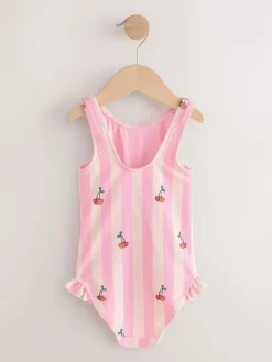 Best Next Frill Leg Swimsuit (3mths-7yrs) Pink Cherry Stripe
