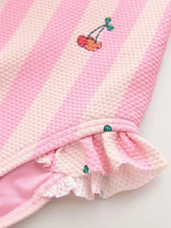Best Next Frill Leg Swimsuit (3mths-7yrs) Pink Cherry Stripe