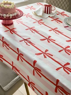 Outlet Next Pink Christmas Bow Wipe Clean Tablecloth