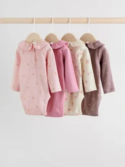 Next Baby Long Sleeve Frill Bodysuits 4 Pack (0mths-2yrs)^ Multipacks|Bodysuits & Vests