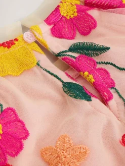 Outlet Next Pink 3D Embroidered Flower Occasion Dress (3-16yrs)